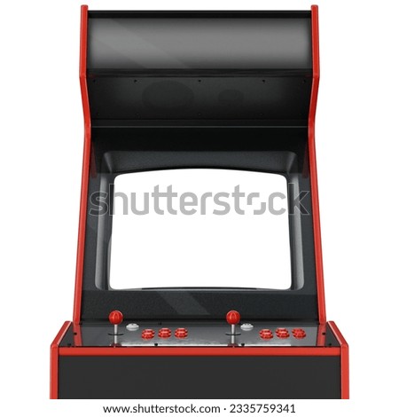 Generic Retro Arcade Machine or Cabinet for Two Players With Red Decorations. 3D Illustration