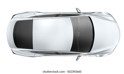 Generic Silver Car - Top View (3D Render)