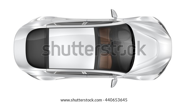 Generic Silver Car Top View 3d Stock Illustration 440653645