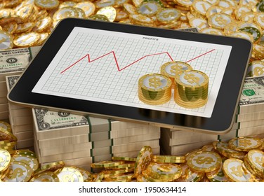 Generic Tablet displaying a Profit Chart - 3D Rendering