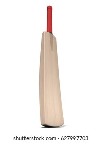 A generic wooden cricket bat on an isolated white background - 3D render