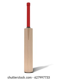 A generic wooden cricket bat on an isolated white background - 3D render