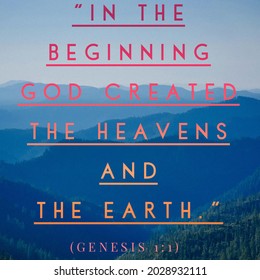 Genesis 1:1 Bible Verse 3d Text Illustration