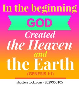 Genesis 1:1 Bible Verse 3d Text Illustration