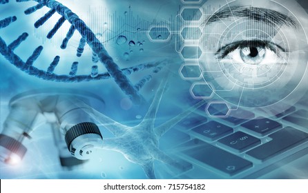 genetic analysis concept blue background, 3d illustration - Powered by Shutterstock