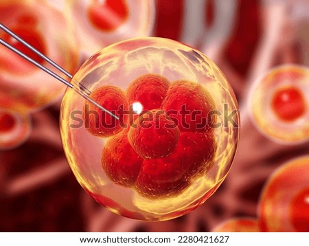 Genetic engineering, GMO and gene manipulation concept. Hi Tech technology in field of genetic engineering. Cellular Therapy. Horizontal banner with copy space for text. 3d render