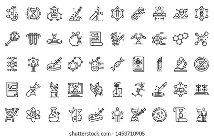 Genetic Engineering Icons Set. Outline Set Of Genetic Engineering Icons For Web Design Isolated On White Background