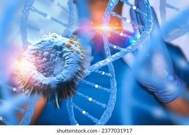 Genetic Focus: Doctor Analyzing DNA Structure in Relation to Cancer Cells 3D rendering - Powered by Shutterstock