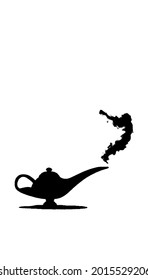 Genie Lamp Illustration  Genie's Lamp  Aladdin magic lamp and smoke  Antique Lamp Illustration 