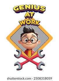 genius at work funny IT illustration