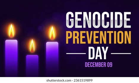 Genocide Prevention Day banner with glowing candles, typography and purple backdrop. - Powered by Shutterstock