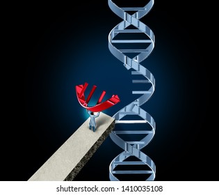 Genome editing and genetic engineering or gene manipulation medical concept as a DNA molecule modified by a doctor as a CRISPR symbol for biotechnology therapy with 3D illustration elements.