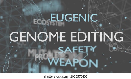 Genome editing words cloud. Ethical and safety concept