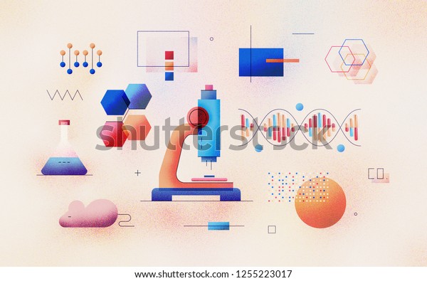 製造ラボでのdna配列のゲノム解析 生物情報の生物情報学的研究 データ科学技術の開発 テクスチャーのある背景にモダンなフラットデザインイラスト のコンセプト のイラスト素材