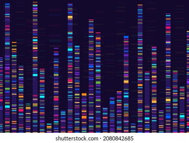 Genomic Data Visualization. Gene Mapping, Dna Sequencing, Genome Barcoding, Genetic Marker Map Analysis Infographic  Concept. Medical Chromosome Research, Laboratory Of Microbiology