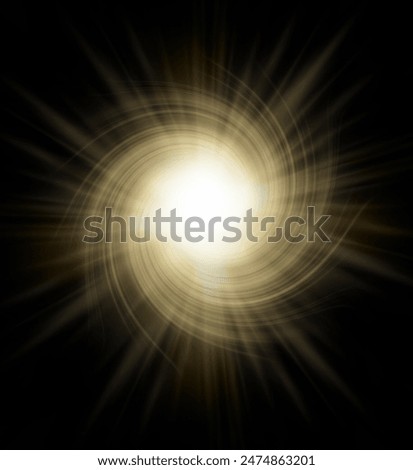 Gentle golden vortex spiralling and radiating outwards from the darkness
                              