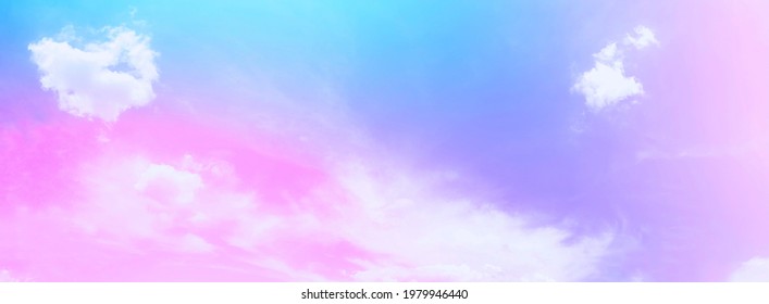 The Gentle Natural Sky Background Brightens Up With A Pastel Rainbow Gradient Blending Subtle Pink And Purple Blues, And The Blurred White Haze Of The Clouds Adds Softness.