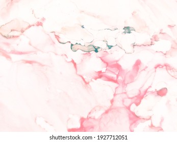 Gentle Spring Ink Wallpapers. Japanese Ink Style. Beige, Pink Natural Luxury Marble. White, Pink Wall Paint Graffiti. Clouds Macro. Pastel Colors Smears on Canvas.