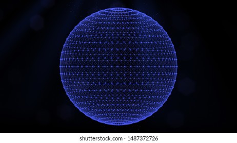 Geo Spherical Digital Glob Background With Blue Light Glow And Shine In The Space