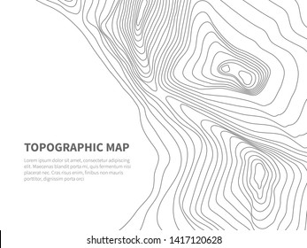 Geodesy contouring land. Topographical line map. Geographic mountain contours background. Topography and cartography mountain landscape contour illustration