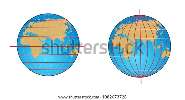 Geographic Coordinate System Globe Latitude Coordinate Stock ...