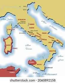 Geographical Map Shows The Main Populations Present In Italy In The Year 500 BC Around