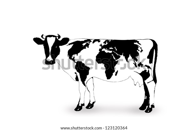 Geography Cow Cow World Map Stock Illustration 123120364