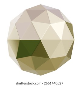 A geometric 3D sphere made of interconnected polygonal panels, ideal for architectural, technological, or scientific visualizations.