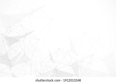 Geometric Abstract Background With Connected Line And Dots. Structure Molecule And Communication. Big Data Visualization. Medical, Technology, Science Background.  Illustration.