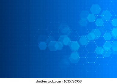Geometric abstract background with hexagon molecule - Shutterstock ID 1035726958