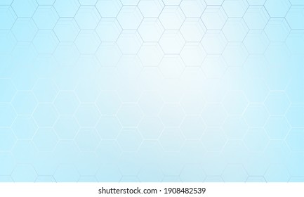 Geometric abstract background with hexagons. Molecule structure and bond. Science, technology and medical concept.