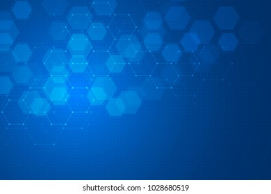 Geometric abstract background with hexagons. Structure molecule and communication. Science, technology and medical concept. Illustration