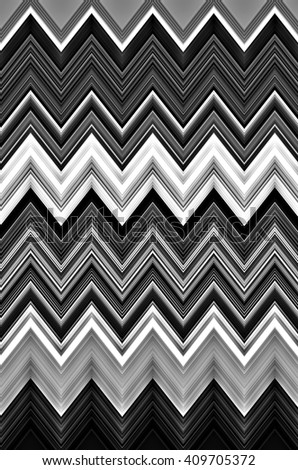 Geometric abstract of many zigzag stripes, in black and white, for decoration and background with themes of uniformity and variation