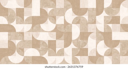 Geometric abstract pattern featuring semi-circles and squares with a textured, modern design.