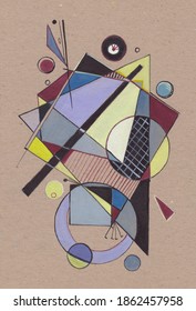Geometric abstract picture with many geometric figures, grief