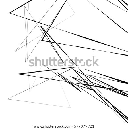 Geometric art with random, chaotic lines. Abstract monochrome illustration