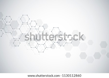Geometric background from hexagons. Abstract molecular structure and chemical elements. Medical, science and technology concept