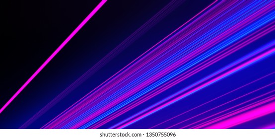 Geometric background. Moving energy. Retro neon colors. Colorful backdrop. Neon lights. Pink and blue.