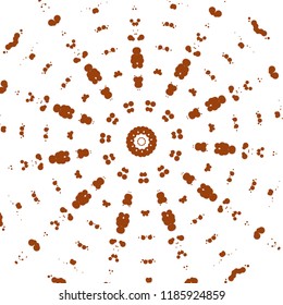 Geometric circular pattern, brown dot on white backgroun like a flower