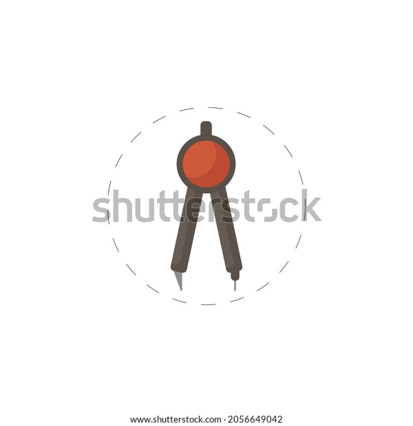 geometric compass\
isolated illustration. geometric compass flat icon on white\
background. geometric compass\
clipart.