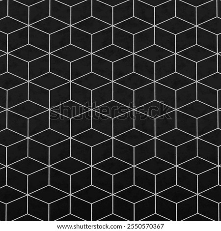 Geometric cube tile pattern in black and gray, creating a 3D illusion, perfect for modern floors or visual depth backgrounds
