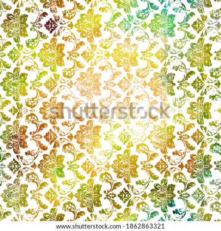 Geometric damask seamless pattern with grunge texture
