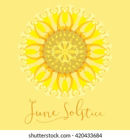 A geometric design for summer solstice day in June on a yellow background