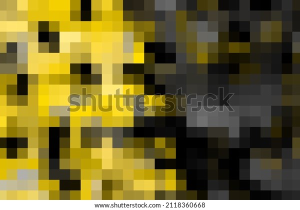 Geometric digital squared background,
divided into yellow pieces and monochromatic
grey