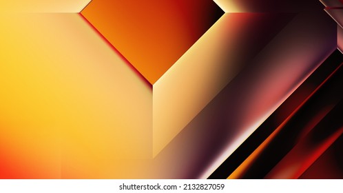 Geometric dynamic shapes. Technology digital template with shadows and lights on gradient background. Trendy simple geometric color gradient abstract background. 3D illustration. 