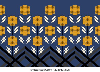 Geometric Ethnic Oriental Ikat Traditional Repeat Seamless Pattern Flower Leaves Botanical Embroidery Design For Background,indian,border,carpet,wallpaper,clothing