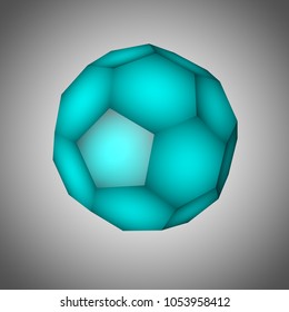 Geometric Figure Truncated Icosahedron. Buckyball. Technology Background. 3d Illustration