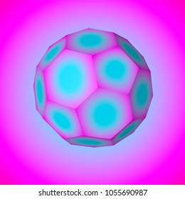 Geometric Figure Truncated Icosahedron. Buckyball. Technology Background. 3d Illustration