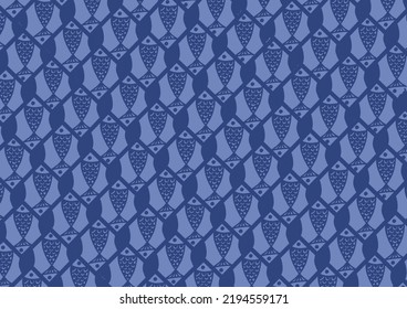 Geometric Fish Blue Dimond Pattern Print Textile Texture Repeat Background