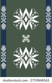 Geometric floral pattern background vector illustration.flower ethnic pixel pattern,Aztec style,abstract background.design for texture,fabric,clothing,decoration,print,sarong.
